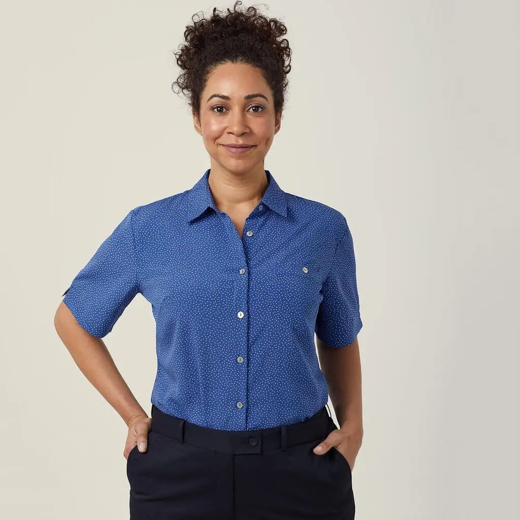 NNT Silvi Spot Print Short Sleeve Shirt CATU7H Simply Scrubs Australia